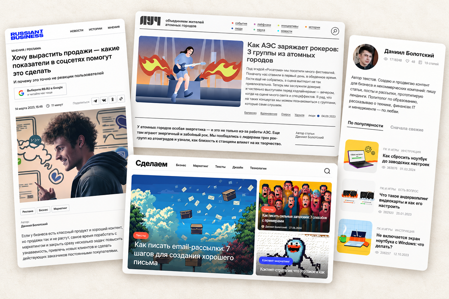 Examples of articles and publications